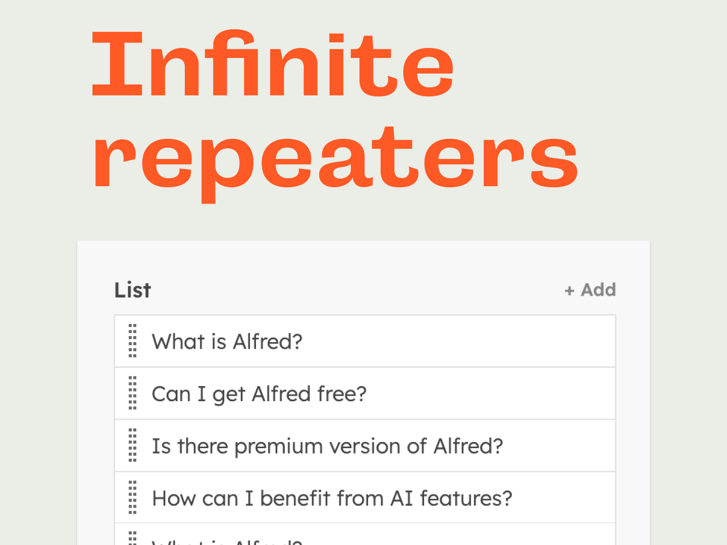 Unlimited number of editable FAQs
